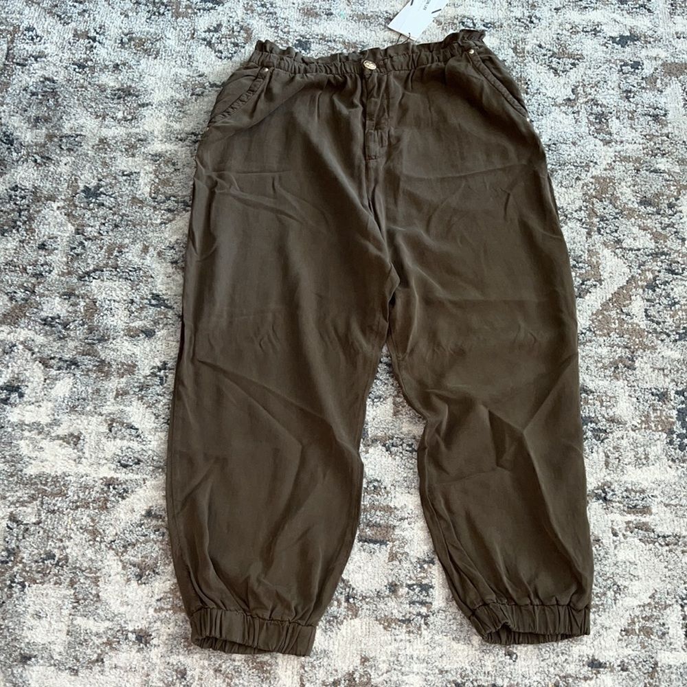ZARA Dark Khaki Flowy Baggy Jogger Pants NWT XL - Picture 8 of 9